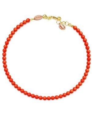 Unaloe Vermeil Mediterranean Coral Bracelet For – Adjustable Natural Coral Bead Jewellery - Red