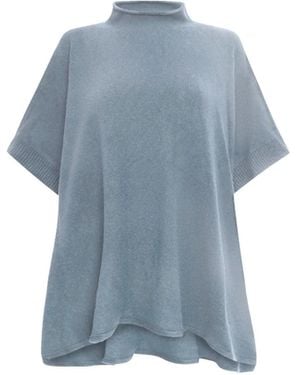 James Lakeland Pale Side Button Poncho - Blue