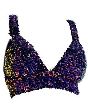 Ofuure Liza Sequin Bra Top - Blue