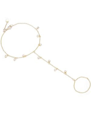 KAMARIA Rain Drop Hand Chain Bracelet With Crystals - Metallic