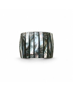 Saéa Mother Of Pearl Chunky Tile Stretch Cuff Bracelet - Green