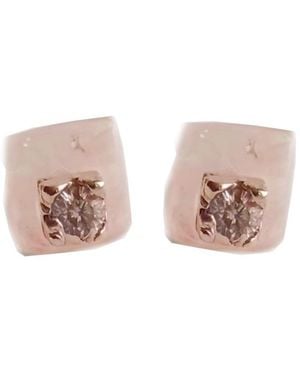 Lily Flo Jewellery Rose Quartz Lab Grown Diamond Stud Earrings - Pink