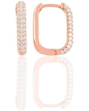 BY EDA DOGAN Pave Rectangular Huggie Earring - White