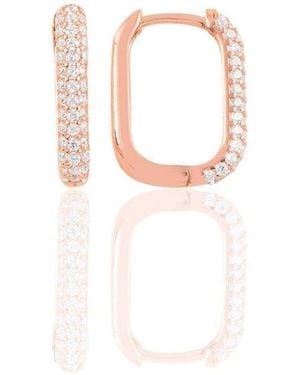 BY EDA DOGAN Pave Rectangular Huggie Earring - White