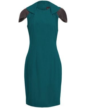 Layo G Stretch Zip Collar Midi Dress - Green