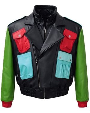 Zasta Studio The Wizard Two Multicolored Bomber Jacket For - Green