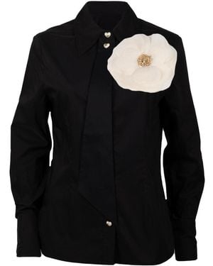 Laines London Laines Couture Tie Shirt With Cream Corsage - Black