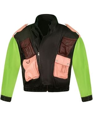 Zasta Studio The Wizard Leather Bomber Jacket - Green