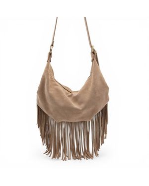 Bolsa Nova Handbags Neutrals Dallas Suede Fringe - Brown