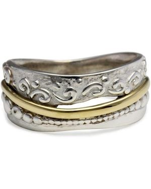 Isla Silver Handmade & Brass Statement Ring - White