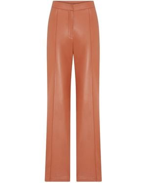 NAZLI CEREN Alba Vegan Leather Wide-Leg Trousers - Orange