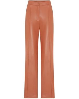 NAZLI CEREN Alba Vegan Leather Wide-Leg Trousers - Orange