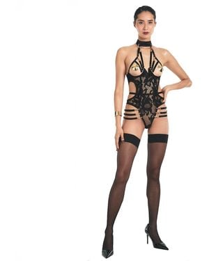 Lunatic Femme Déjà Vu Cupless Bodysuit With Harness - Black