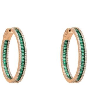 LÁTELITA London Rose Baguette Hoop Earrings Emerald Rosegold - Blue