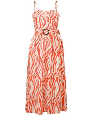 Smart and Joy Graphic Print Bustier Maxi Dress - Red