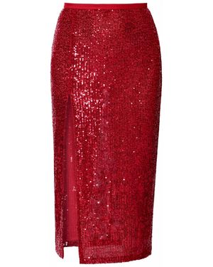 AGGI by HALEWSKI Zuza Sparcle Sequin Midi Skirt - Red
