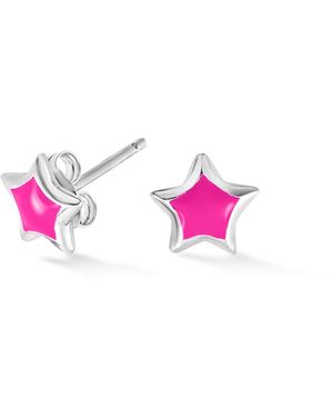 Dower & Hall Enamel Narrative Star Studs - Pink
