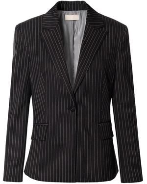AGGI by HALEWSKI Ana Shadow Tennis Striped Short Blazer - Black
