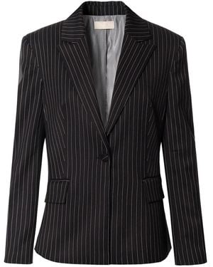 AGGI by HALEWSKI Ana Shadow Tennis Striped Short Blazer - Black