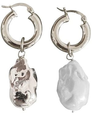 Eyeconic by Samar Ajram Baroque Pearl Plated Earrings - Metallic
