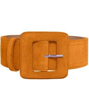 BeltBe Suede Square Buckle Belt - Orange
