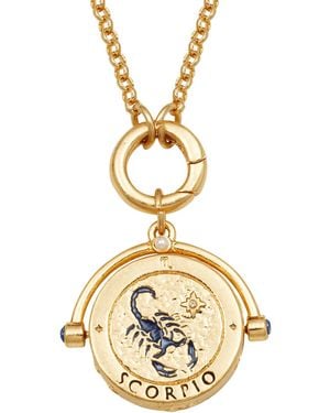 Fable England Scorpio Zodiac Spinner Necklace - Metallic