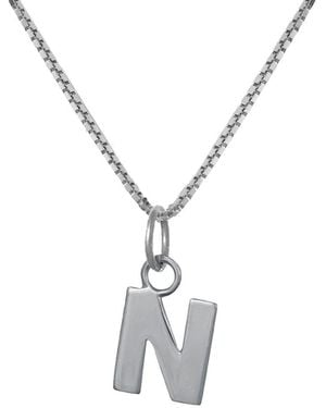 Edge Only Letter Pendant "N" Initial Necklace Sterling - Metallic