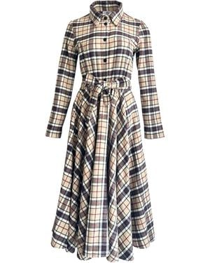 Adrenaline Fashion Neutrals Elegant Long Plaid Dress – Designer Dress - Black