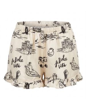 Favette Neutrals The Silk Shorts — Dolce Vita Print - Natural