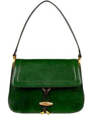 Time Resistance Leather Flap Bag For - Green