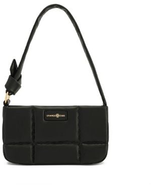 Orange Cube Square Stitch Cushion Shoulder Bag - White