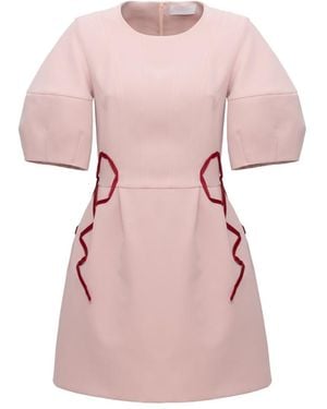 Georgette Blush Bow Mini Dress - Pink