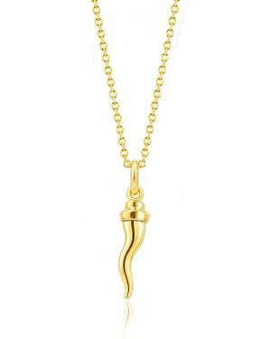 Unaloe Plated Italian Horn With Bowler Hat Pendant Necklace - Metallic