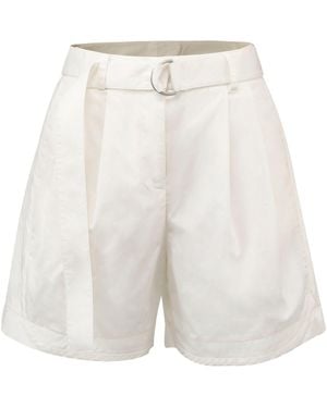 Smart and Joy Buckle And Front Pleats Cotton Shorts - White