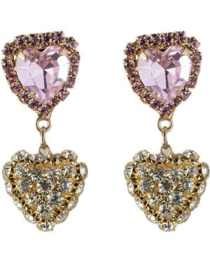 Achala Handcrafted Neutrals Double Heart Earrings - Metallic