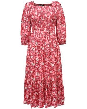 Smart and Joy Smocks Flared Dress With Flower Print