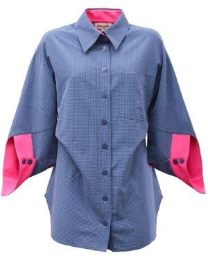 Julia Allert Architectural Vivid Oversized Shirt Check - Blue