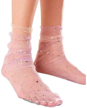 HIGH HEEL JUNGLE by KATHRYN EISMAN Twin Star Star & Moon Socks - Pink