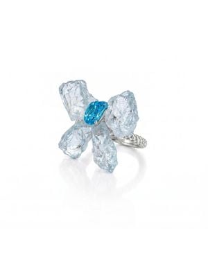 Ormiro Psyche Aquamarine & Apatite Butterfly Ring - Blue