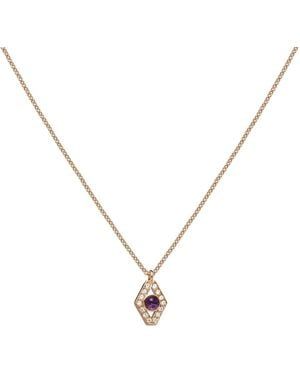 Grosse Crystal & Amethyst Golden Necklace, Series Gem Flakes - Metallic