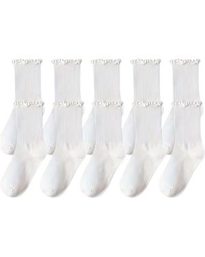 HIGH HEEL JUNGLE by KATHRYN EISMAN Premium Cotton Frill Edge Socks - White