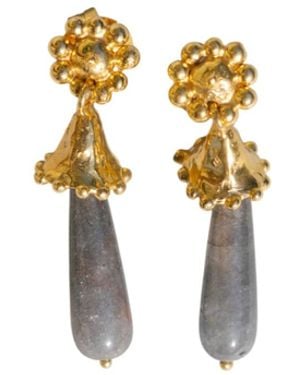 Raxada Coal Drop Earrings - Metallic