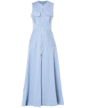 Metamorph Long Denim Striped Dress - Blue
