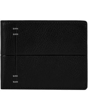 Time Resistance Leather Bifold Wallet - Black