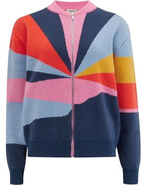 Sugarhill Solana Knitted Bomber Multi, Sunrays - Blue