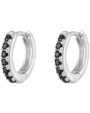 Scream Pretty huggie Earrings With Black Stones - Metallic