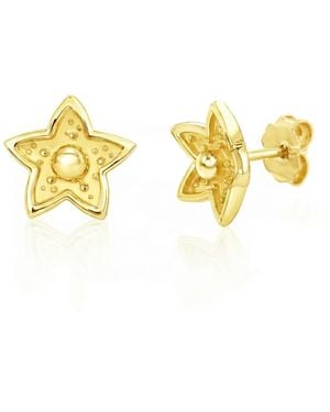 Unaloe Vermeil Star Flower Stud Earrings – Luxury Contemporary Ocean Inspired Designer Studs - Metallic