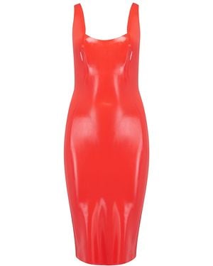 Elissa Poppy Latex Midi Dress - Red