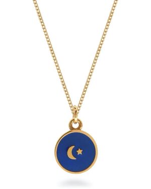 Lime Tree Design Small Moon & Star Vermeil - Blue