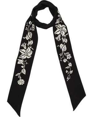 Fable England Floral Bohemian Embroidered Scarf - Black